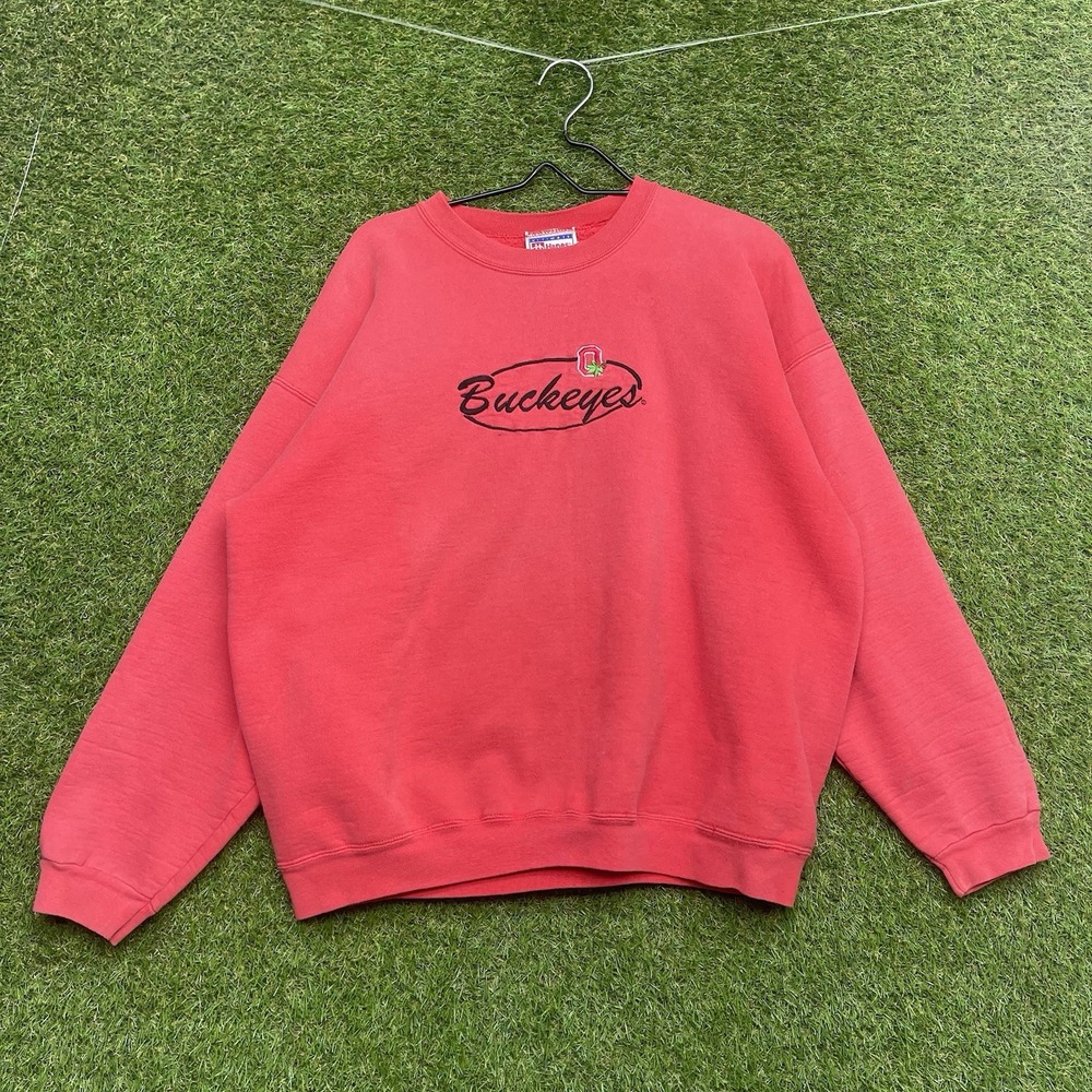 Vintage Ohio State Buckeyes Sweatshirt Mens Large Red NCAA Football OSU Fade 90s